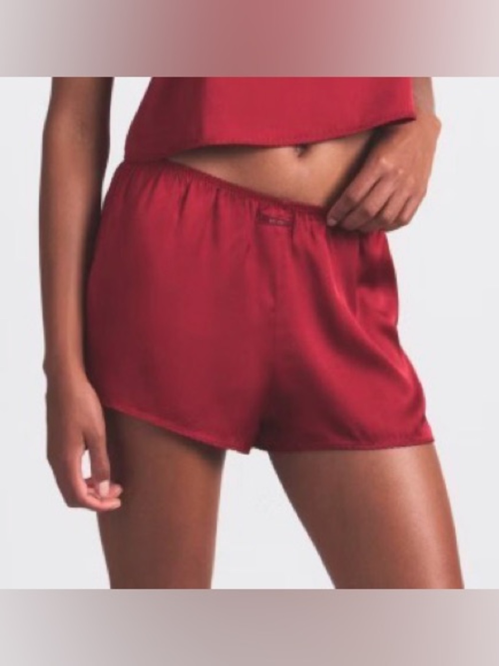 ❤️ SKIMS Woven Shine Sleep Short | Brick | Large | NWT 🏷️